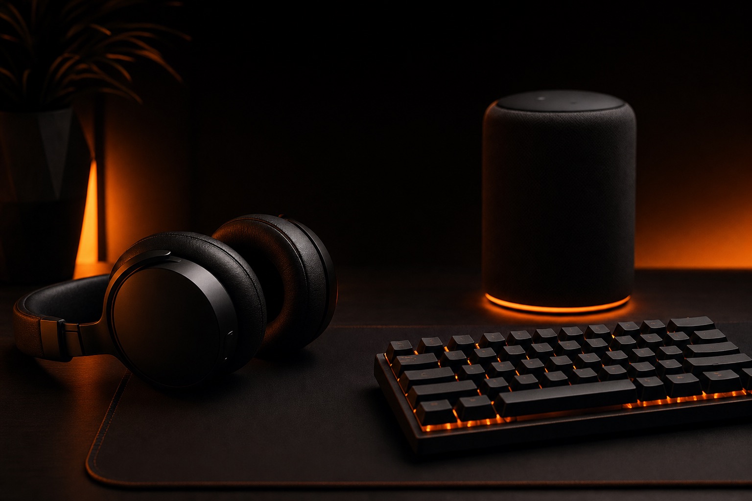Electronics products — dark editorial still life