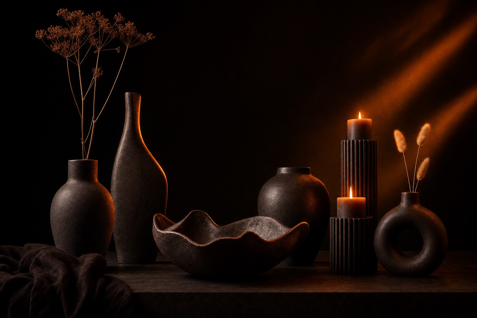 Home Decor products — dark editorial still life